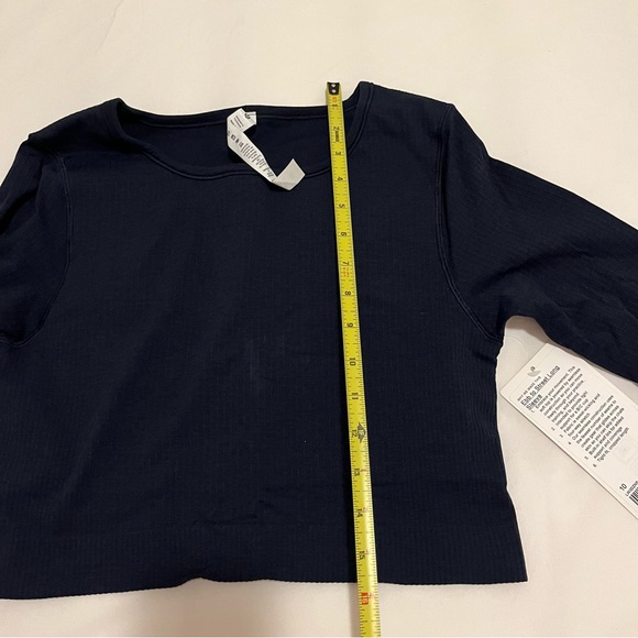 Lululemon Ebb to Street Long Sleeve True Navy Ribbed cropped size 10 NWT sports - Picture 13 of 16
